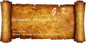 Gresner Kristóf névjegykártya